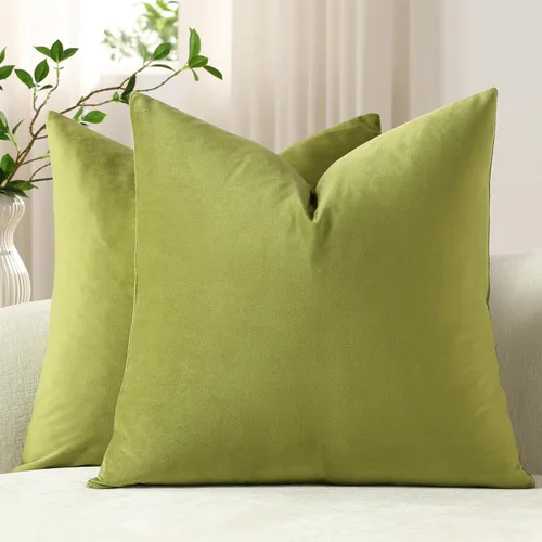 Miniatura 14 de Dezene - 2 fundas decorativas de terciopelo para almohada Hielo de vainilla
