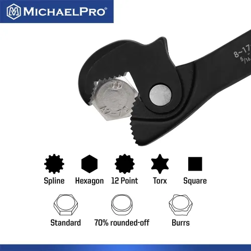 Miniatura 5 de MichaelPro Llave de Ajuste Automático de Tamaño 3/16" a 11/16", "MP001229", "Negro