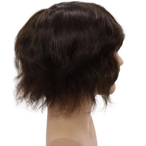 Miniatura 6 de Tupé de cabello humano europeo para hombres, suave, completo, sistema de reemplazo de cabello de encaje suizo, 10 x 8 pulgadas, lacio, #4, color #4