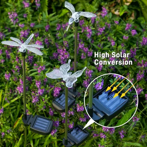 Miniatura 7 de OxyLED Juego de 6 luces solares para jardín, estaca LED para exteriores, iluminación que cambia de color, impermeable, luces solares de colibrí