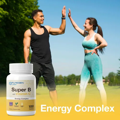 Miniatura 5 de Puregen Labs Super B Energy Complex con vitamina C - Salud inmunológica, energía y apoyo del sistema nervioso - Sin OMG, sin gluten, 100 tabletas