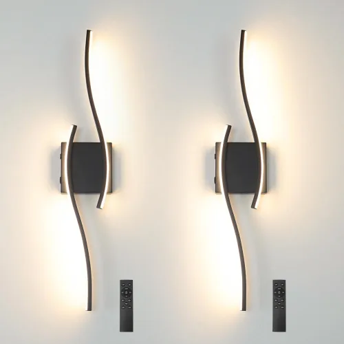 Miniatura 19 de Juego de 2 lámparas de pared enchufables modernas Daunton, luz de pared LED regulable dorada con control remoto, 3CCT ajustable y función