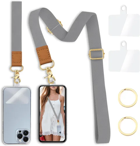 Miniatura 24 de Cordón cruzado para teléfono celular con correa para la muñeca, diseño de flores, para colgar alrededor del cuello, correa floral ajustable