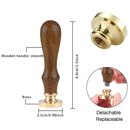 Miniatura 2 de CRASPIRE Sello de cera vintage de abeja, sello de cera con mango de madera de animales, 0.984 in, latón extraíble para sobres, invitaciones, adornos