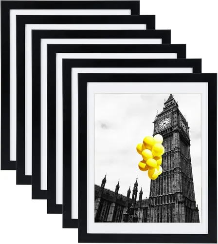 Miniatura 16 de Juego de 6 portarretratos de 5 x 7, para galería de fotos de 4 x 6 pulgadas con paspartú o de 5 x 7 pulgadas sin paspartú, marcos de fotos para Negro