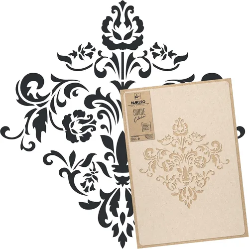 Miniatura 14 de NAKLEO - Plantilla de pared de plástico reutilizable - 23 x 37 pulgadas - Adorno de barandilla china - Papel tapiz grande para pintura de arte DIY