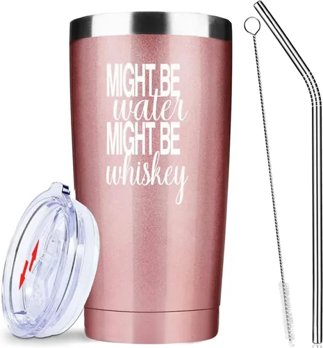 Miniatura 8 de ATHAND Might Be Water Might Be Whisky - Vasos aislados de 20 onzas con tapa y pajilla, vaso de acero inoxidable de doble pared al vacío, taza