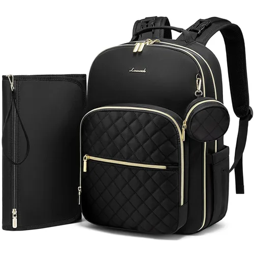 Miniatura 12 de LOVEVOOK - Mochila para pañales, bolso acolchado para bebé con cambiador y porta chupón, mochila impermeable de viaje para pañales para niños