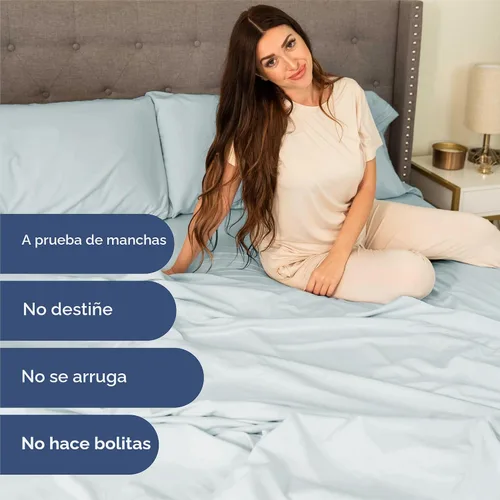 Miniatura 5 de Juego de sábanas de 4 piezas tamaño King, cómodas, transpirables y refrescantes, sábanas de lujo de hotel para mujeres y hombres, bolsillos 23