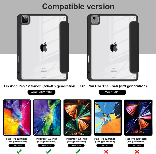 Miniatura 2 de Batianda Funda híbrida para iPad Pro de 12.9 pulgadas 2022 M2 2021 5ª/iPad Pro de 12.9 pulgadas de 4ª/3ª