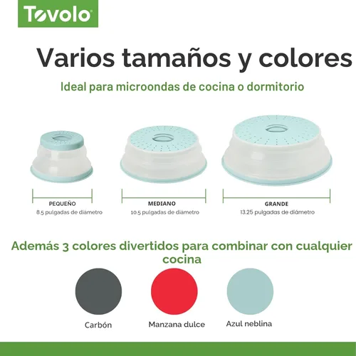 Miniatura 5 de Tovolo Cubierta de salpicaduras para microondas para alimentos, mediana (carbón) - Tapa protectora de salpicaduras de silicona plegable y ventilada