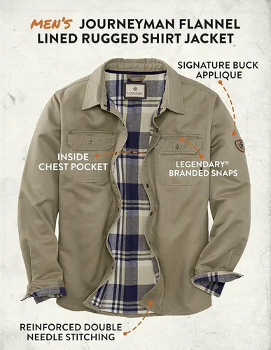 Miniatura 4 de Legendary Whitetails Men's Journeyman Shirt Jacket, Flannel Lined Shacket for Men, Water-Resistant Coat Rugged Fall Clothing