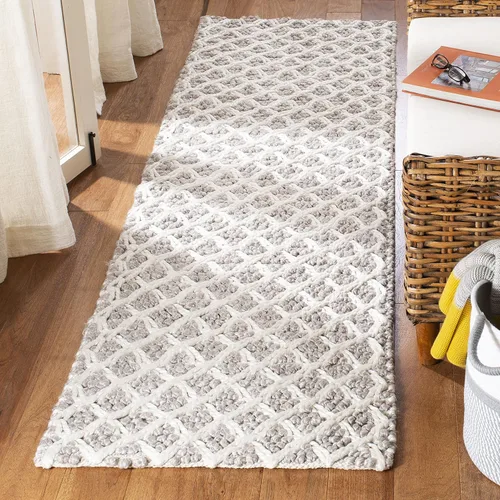Miniatura 11 de SAFAVIEH Natura Collection - Alfombra de pasillo, 2 pies 3 pulgadas x 8 pies, gris y beige, viscosa y lana hecha a mano, ideal para zonas de alto