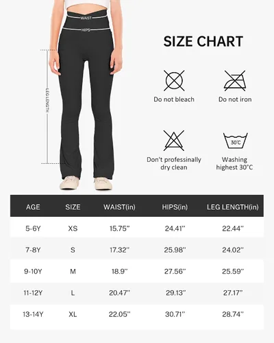 Miniatura 7 de HASMES Leggings acampanados para niñas, pantalones de yoga con cintura alta, pantalones casuales de baile, pantalones deportivos para niños