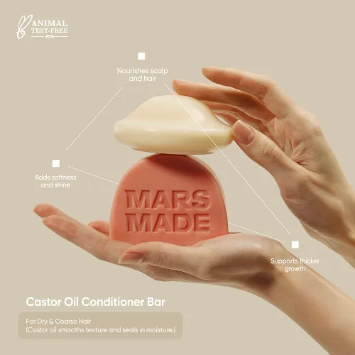 Miniatura 3 de MARS MADE Barra de acondicionador de aceite de ricino – Acondicionador profundo natural nutritivo y calmante para todo tipo de cabello – Barra