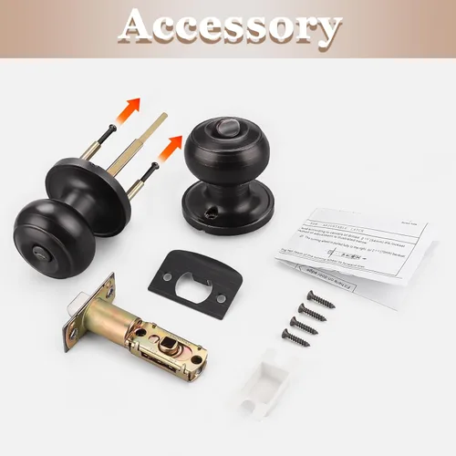 Miniatura 6 de Probrico 609-ORB-BK - Perilla para puerta de baño, interior, sin llave, color bronce aceitado. Bronce frotado con aceite