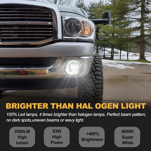 Miniatura 3 de Luces antiniebla LED súper brillantes de doble color mejoradas para Dodge Ram 1500 2002-2008 2003-2009 Ram 2500 3500 2004-2006 Durango Camioneta Luz