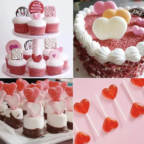 Miniatura 3 de 4 moldes de silicona con forma de corazón, 8 tamaños para decoración de galletas, pasteles, pasteles, chocolates