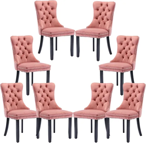Miniatura 62 de Silla de comedor copetuda moderna de terciopelo para comedor, sillas de comedor tapizadas con remache de clavo, anillo trasero para cocina, comedor