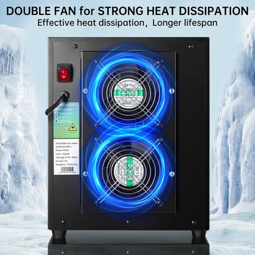 Miniatura 5 de Máquina de Hielo en Copos de Nieve, 330.6LBS/24H 660W Máquina de Hielo Raspado, Enfriamiento Rápido, Material de Acero Inoxidable Grado Alimentario