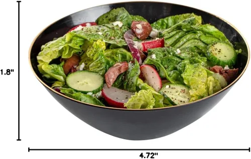 Miniatura 16 de Restaurantware -Moderna - Cuencos de plástico de 6 onzas, 20 cuencos de ensalada desechables duraderos - Con borde dorado, resistente, cuenco
