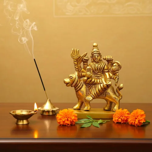 Miniatura 5 de LOVENSPIRE Estatua de diosa Lakshmi de latón macizo para Pooja (3.5 pulgadas) – Ídolo de la deidad espiritual india para decoración de mandir