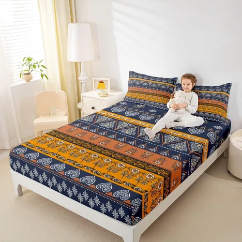 Erosebridal Southwestern - Sábanas de cama bohemias aztecas, tamaño individual, sábanas hippie de cachemira, ropa de cama de estilo exótico, funda