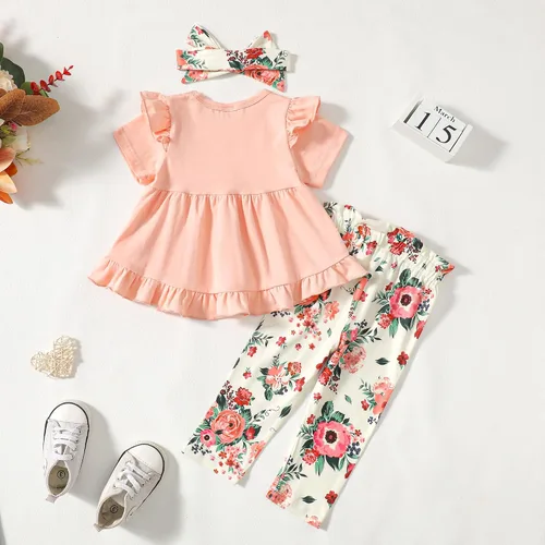 Miniatura 23 de Kucnuzki Conjunto de ropa para bebé niña pequeña, camisa de manga con volantes, pantalón floral, ropa de otoño e invierno para niña