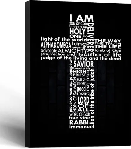 Cuadro enmarcado de cruz de Jesús en lona para pared, arte impreso en blanco y negro, pintura cristiana, póster inspiradora, Jesús católico,