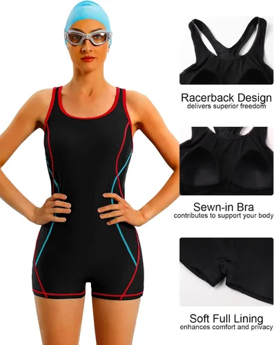 Miniatura 2 de beautyin Traje de baño deportivo de una pieza con espalda cruzada para mujer
