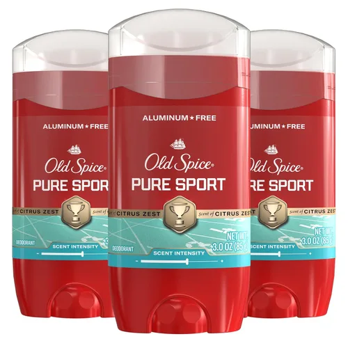 Old Spice Desodorante sin aluminio para hombres, protección contra el olor 24/7, frescura y aroma duradero 24/7, aroma Pure Sport con esencia de