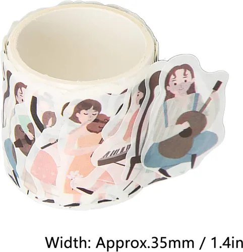 Miniatura 2 de Juego de cintas Washi, 8 rollos de cintas Washi de 1.378 in de ancho, cinta decorativa impresa para conciertos, múltiples formas irregulares