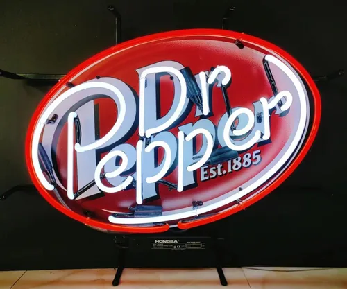 Letreros de Neón Beer Bar Club Dr Peppers Est.1885 Vaso de Cerveza Letreros de Neón para Oficina Hotel Café Fiesta Cueva del Hombre Luz de Neón Arte