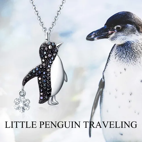 Miniatura 5 de YAFEINI Penguin Dog Gifts Sterling Silver Penguin Snowflake Necklace Heart Dog Pendant Jewelry for Women Girls Christmas Gifts