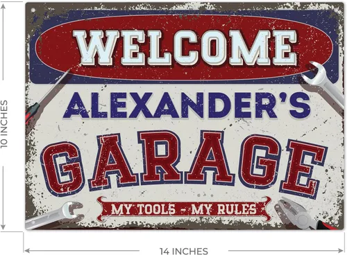 Miniatura 4 de Letreros de bienvenida personalizados, cueva de hombre vintage rústica personalizada, para interiores y exteriores, 10 x 14 pulgadas, aluminio 040