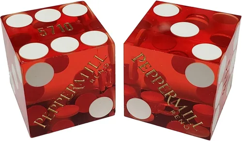 Miniatura 35 de Cyber-Deals Amplia selección de dados de 0.748 in pares de dados auténticos Nevada Casino TablePlayed dados Harveys Lake Tahoe púrpura pulido