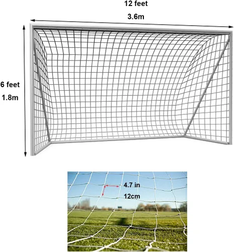 Miniatura 2 de Red de fútbol de 12 x 6 pies, tamaño estándar para lugares de partidos y entrenamiento, fácil instalación y protección completa (solo redes)
