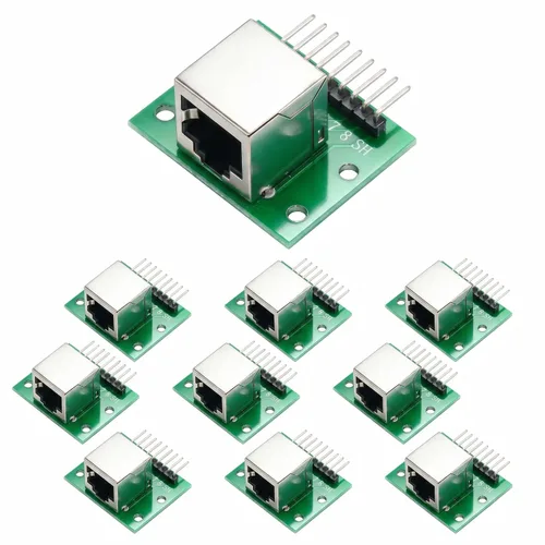 Miniatura 7 de Kit de adaptador de PCB de ángulo recto RJ45 de 10 piezas con cabezal de 8 pines, enchufe Ethernet vertical para proyectos de audio y redes DMX512
