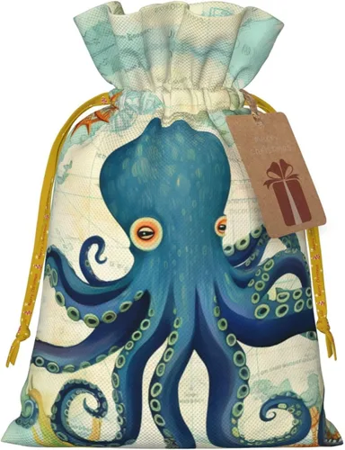 Zelamiee Bolsas de regalo de arpillera con cordón de pulpo, perfectas para Pascua, día de San Valentín, festivales y fiestas, 8.3 x 11.8 pulgadas,