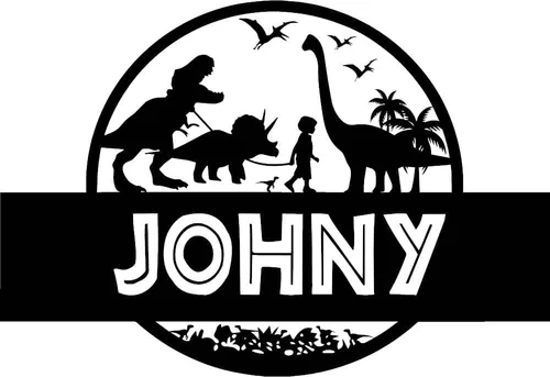 Calcomanía de pared de dinosaurio jurásico con nombre personalizado para niña o niño caminando T-Rex decoración del hogar (niño)