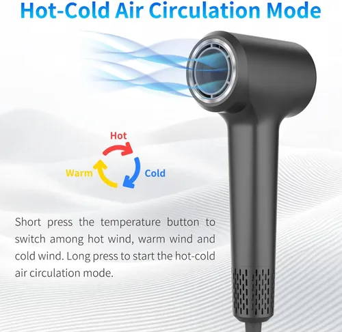 Miniatura 5 de BQSS Secador de pelo, 110000 rpm, secador de pelo iónico positivo negativo para mujeres, secador de pelo portátil de viaje con boquilla