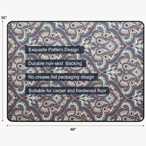 Miniatura 2 de Placoot Tapete para silla de oficina resistente para alfombras y suelos de madera dura, tapete decorativo de 48 x 36 pulgadas, tapete para silla