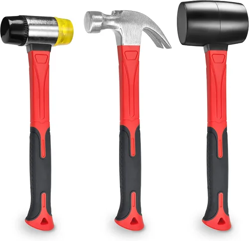 Miniatura 9 de YIYITOOLS Mazo suave de doble cara, martillo, joyería, madera, instalación de pisos, sin chispas, golpe y mango de plástico – 35 mm, rojo y negro
