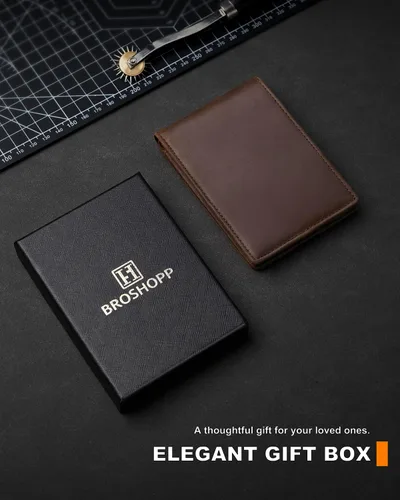 Miniatura 37 de Billetera AirTag para hombre, de piel auténtica plegable con bloqueo Rfid AirTag con ranuras para efectivo y ventana de identificación, compatible