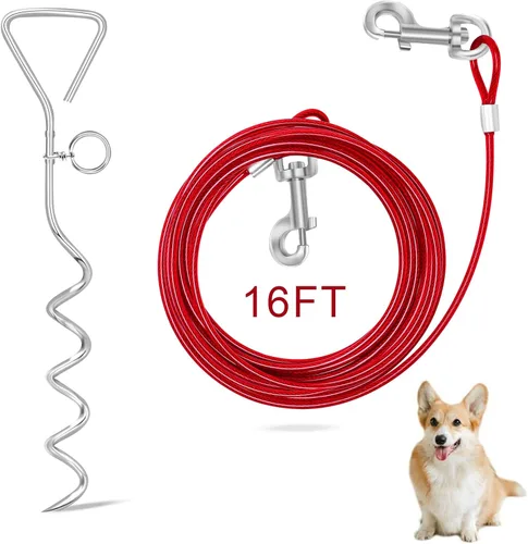 Miniatura 8 de Relux Correa de perro de 30 pies para entrenamiento en el patio, correr, senderismo, campamento, con anclaje de perro resistente en espiral