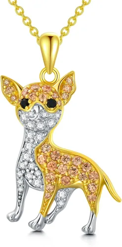 Miniatura 31 de Collares con colgante de perro de plata de ley S925 – 24 razas corgi/husky/labrador/pastor para mujer