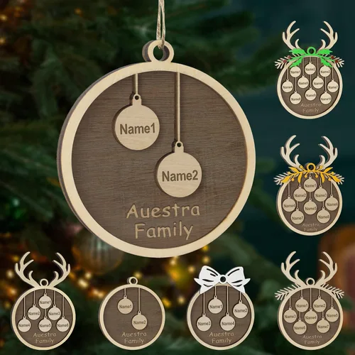 Miniatura 47 de Adornos de Navidad personalizados, familia de 1 nombre, adornos de Navidad de madera personalizados, decoración personalizada, decoración de árbol