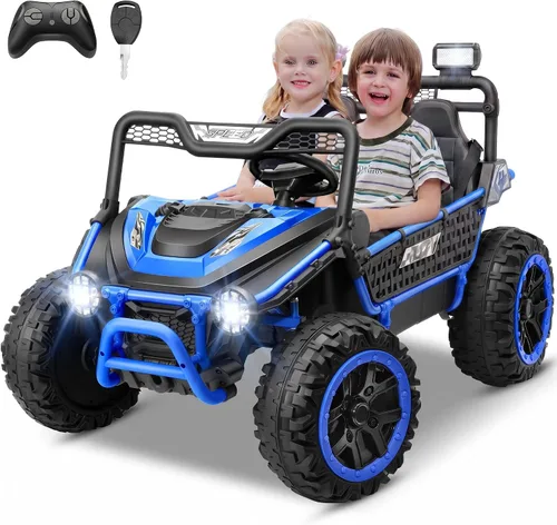 Miniatura 10 de Hikole Juguetes de paseo de 2 plazas de 24 V para niños grandes, camión eléctrico UTV con control remoto, asiento XXXL de 22 pulgadas, ruedas