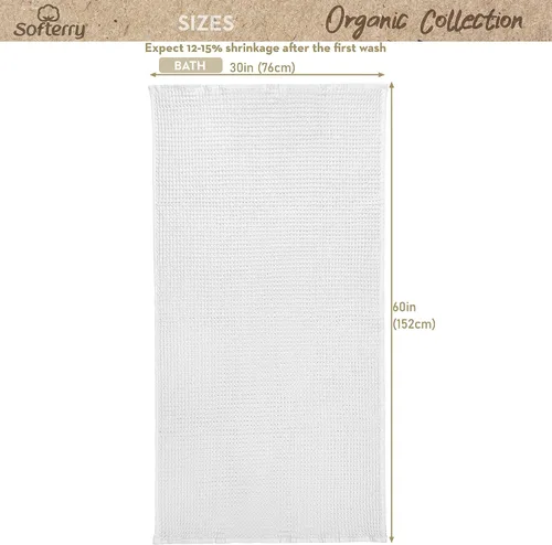 Miniatura 2 de Softerry Juego de toallas de baño europeas de tejido gofre, 100 % algodón orgánico, secado rápido, sin pelusas, finas y absorbentes, resistentes a