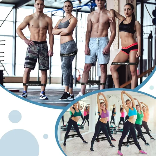 Miniatura 6 de Hollowfly 12 bandas de ejercicio de látex para entrenamiento de glúteos, bandas de ejercicio elásticas antideslizantes para piernas, sentadillas